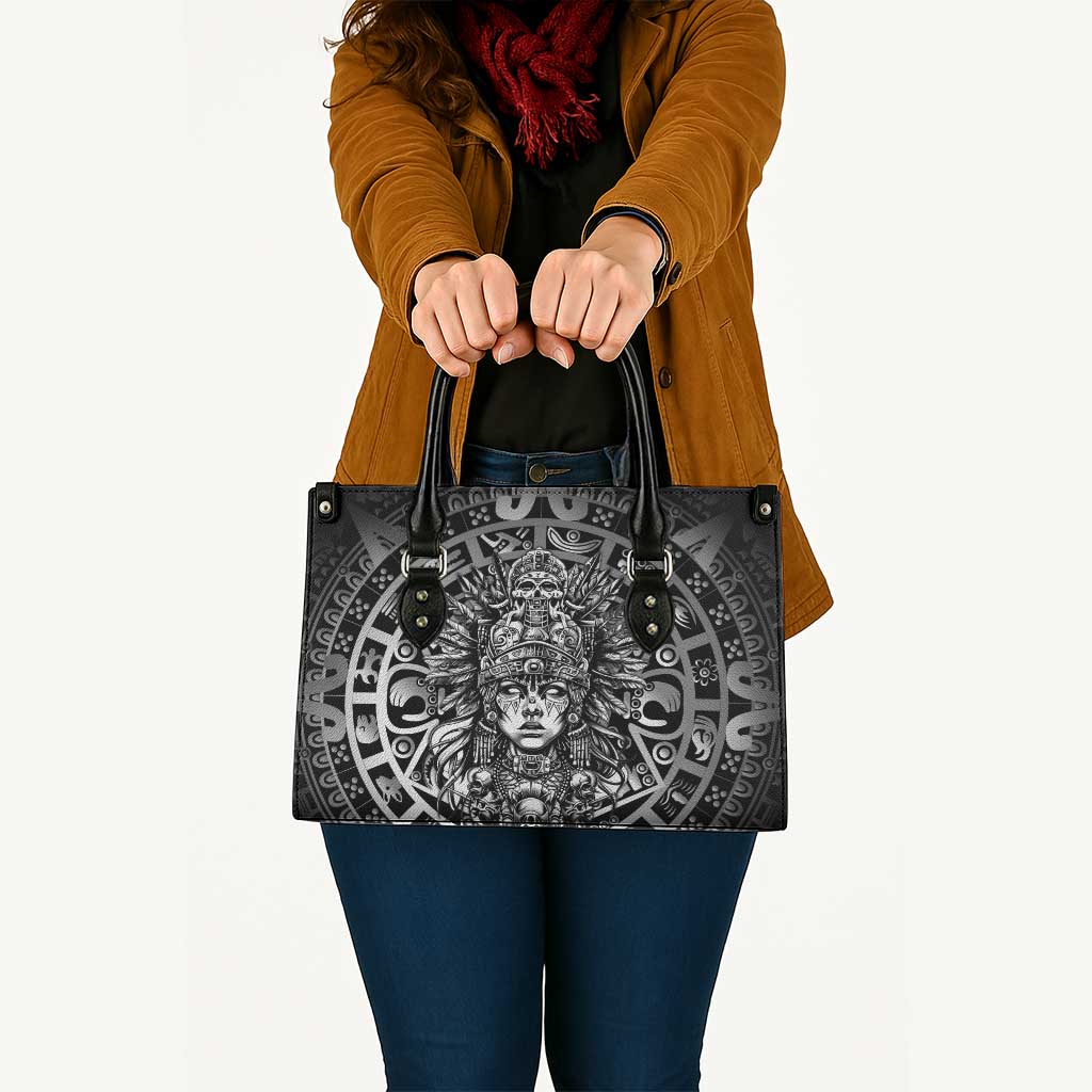 Mexico Aztec Warrior Goddess Leather Bag Aztec Skull Tribal Calender Silver Spirit - Wonder Print Shop