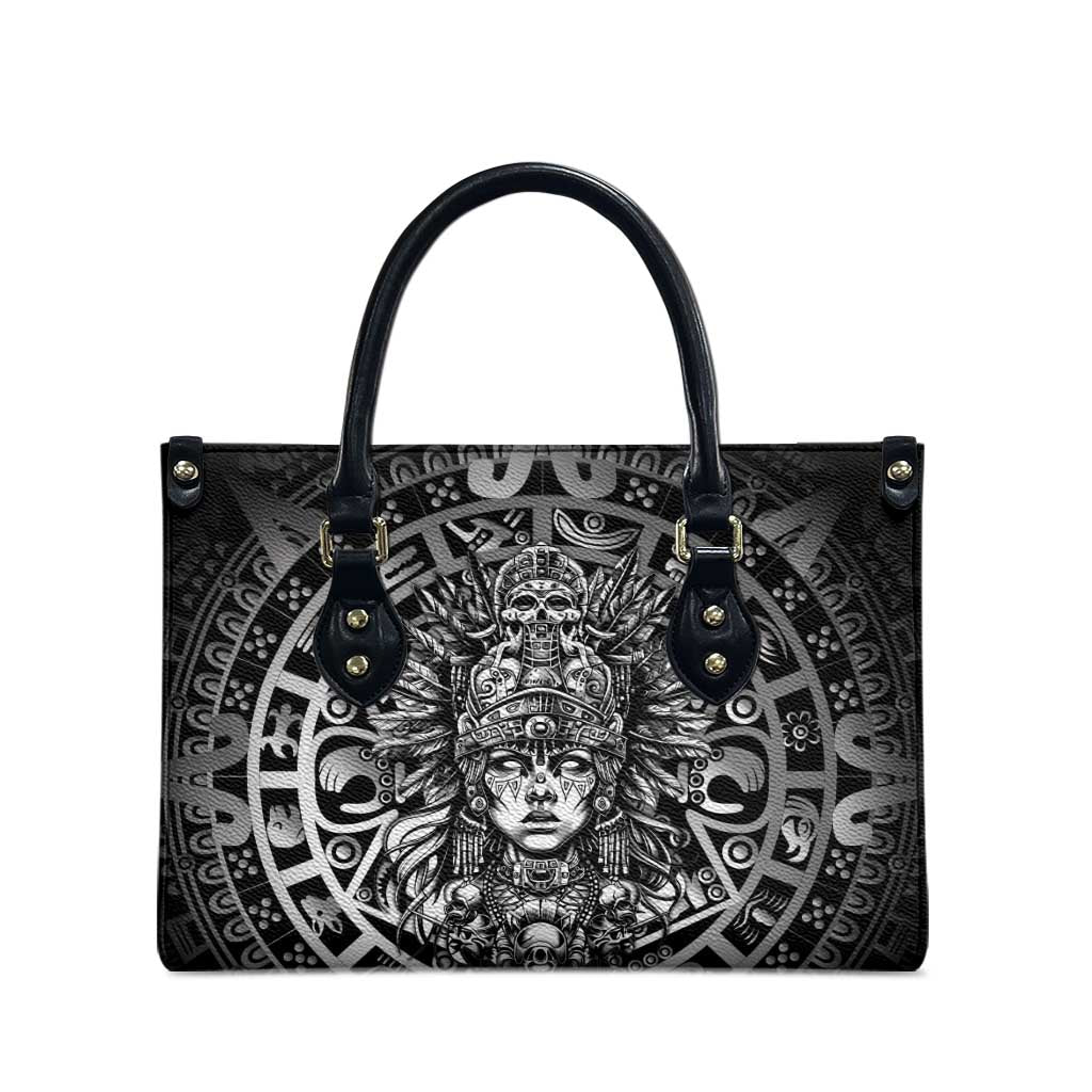 Mexico Aztec Warrior Goddess Leather Bag Aztec Skull Tribal Calender Silver Spirit - Wonder Print Shop