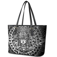 Mexico Aztec Warrior Goddess Leather Tote Bag Aztec Skull Tribal Calender Silver Spirit - Wonder Print Shop