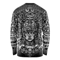 Mexico Aztec Warrior Goddess Long Sleeve Shirt Aztec Skull Tribal Calender Silver Spirit - Wonder Print Shop