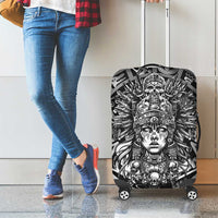 Mexico Aztec Warrior Goddess Luggage Cover Aztec Skull Tribal Calender Silver Spirit - Wonder Print Shop