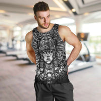 Mexico Aztec Warrior Goddess Men Tank Top Aztec Skull Tribal Calender Silver Spirit - Wonder Print Shop