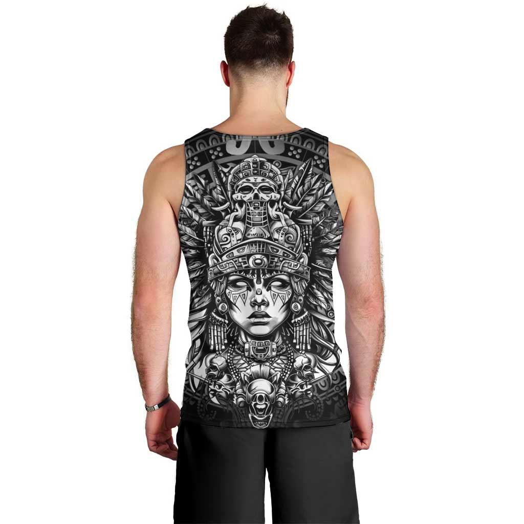 Mexico Aztec Warrior Goddess Men Tank Top Aztec Skull Tribal Calender Silver Spirit - Wonder Print Shop