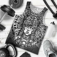 Mexico Aztec Warrior Goddess Men Tank Top Aztec Skull Tribal Calender Silver Spirit - Wonder Print Shop