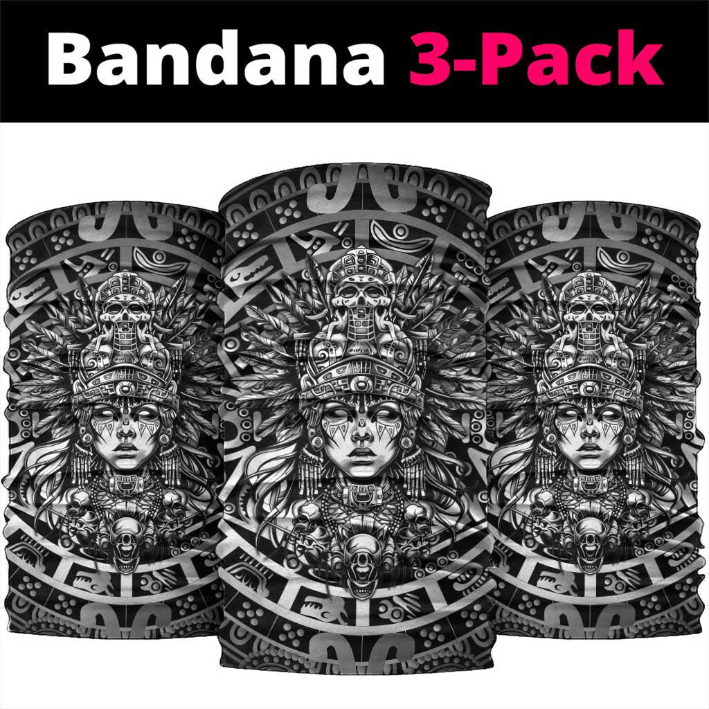 Mexico Aztec Warrior Goddess Neck Gaiter Aztec Skull Tribal Calender Silver Spirit - Wonder Print Shop