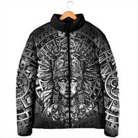 Mexico Aztec Warrior Goddess Padded Jacket Aztec Skull Tribal Calender Silver Spirit - Wonder Print Shop