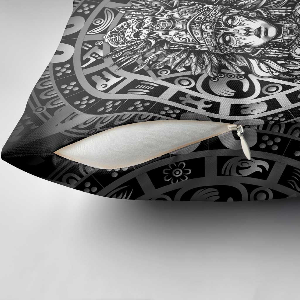Mexico Aztec Warrior Goddess Pillow Cover Aztec Skull Tribal Calender Silver Spirit - Wonder Print Shop
