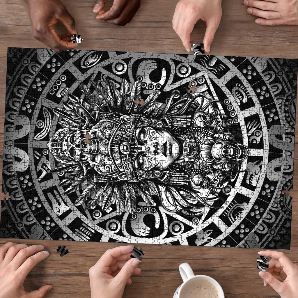Mexico Aztec Warrior Goddess Puzzle Aztec Skull Tribal Calender Silver Spirit - Wonder Print Shop