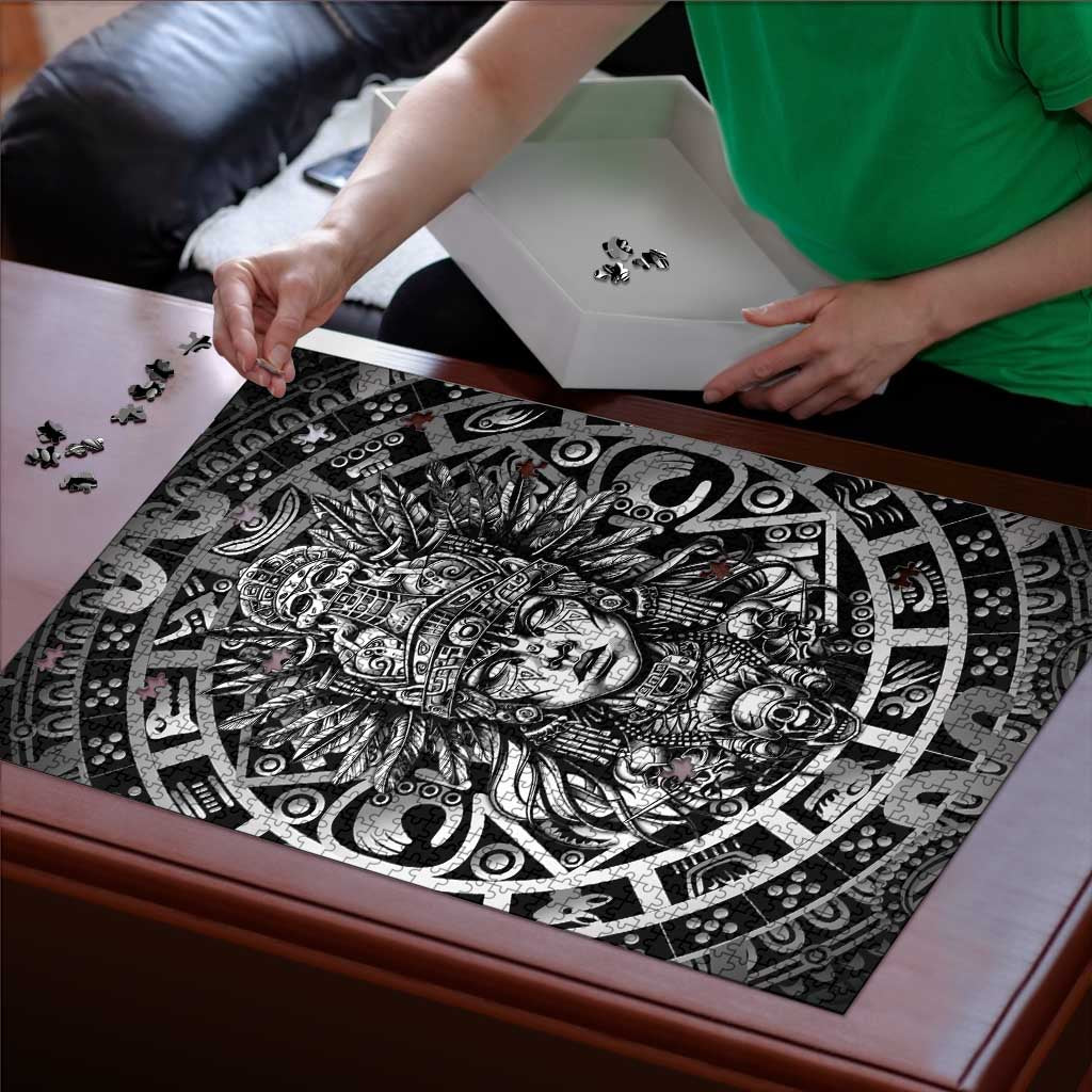 Mexico Aztec Warrior Goddess Puzzle Aztec Skull Tribal Calender Silver Spirit - Wonder Print Shop