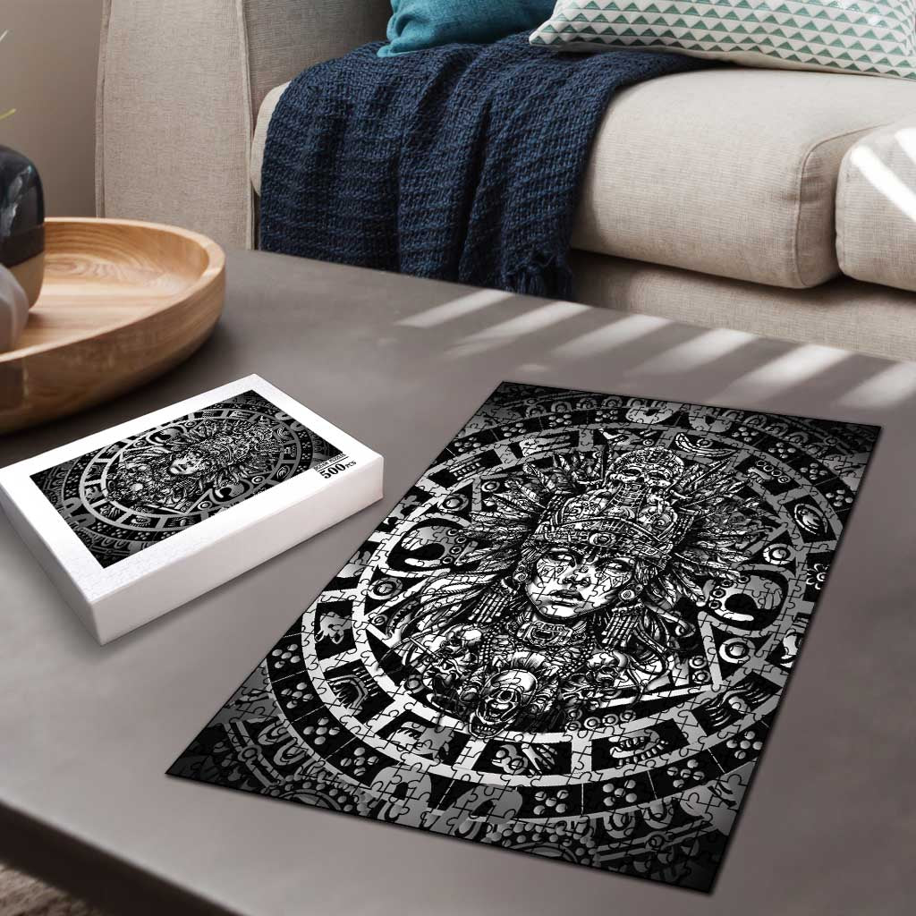 Mexico Aztec Warrior Goddess Puzzle Aztec Skull Tribal Calender Silver Spirit - Wonder Print Shop