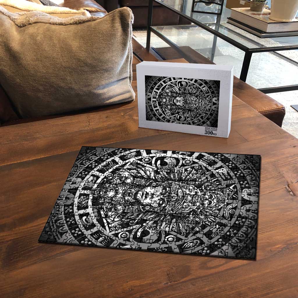 Mexico Aztec Warrior Goddess Puzzle Aztec Skull Tribal Calender Silver Spirit - Wonder Print Shop