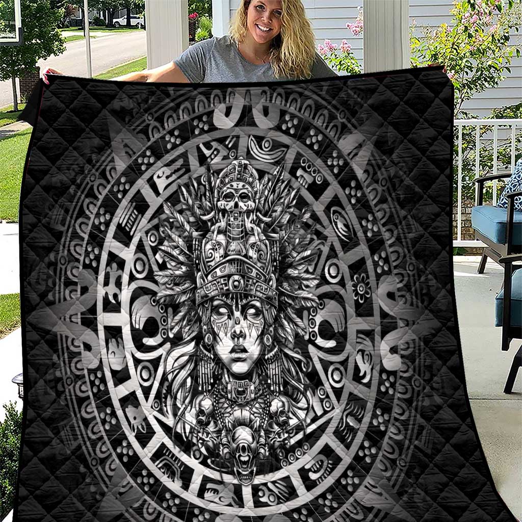 Mexico Aztec Warrior Goddess Quilt Aztec Skull Tribal Calender Silver Spirit - Wonder Print Shop