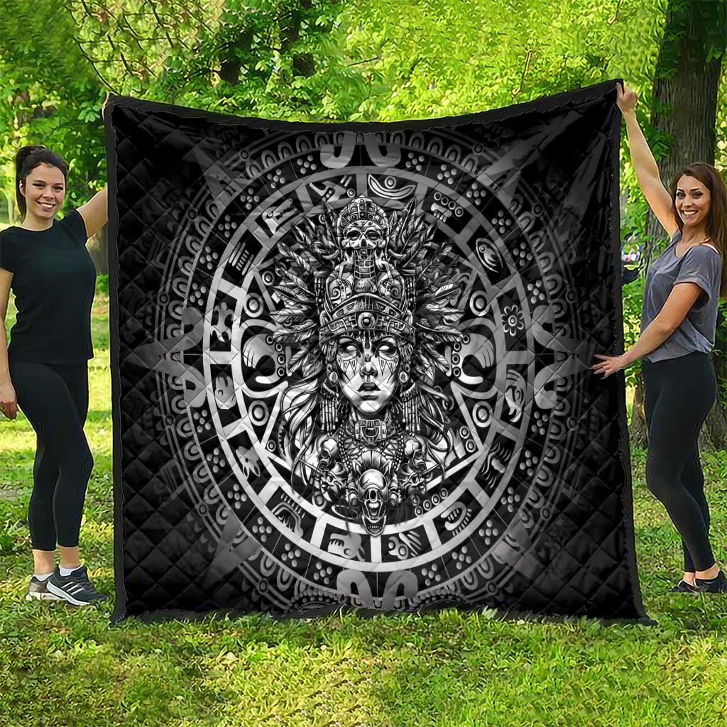 Mexico Aztec Warrior Goddess Quilt Aztec Skull Tribal Calender Silver Spirit - Wonder Print Shop
