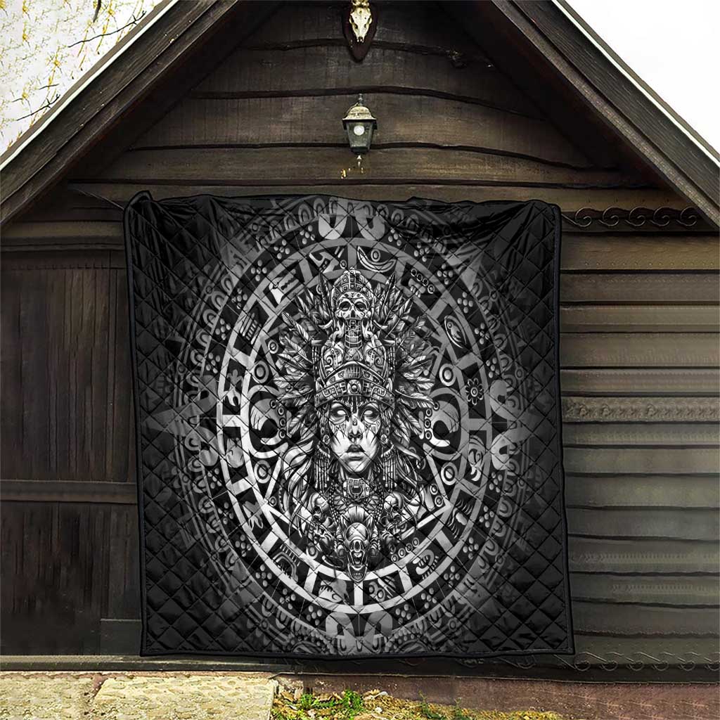 Mexico Aztec Warrior Goddess Quilt Aztec Skull Tribal Calender Silver Spirit - Wonder Print Shop
