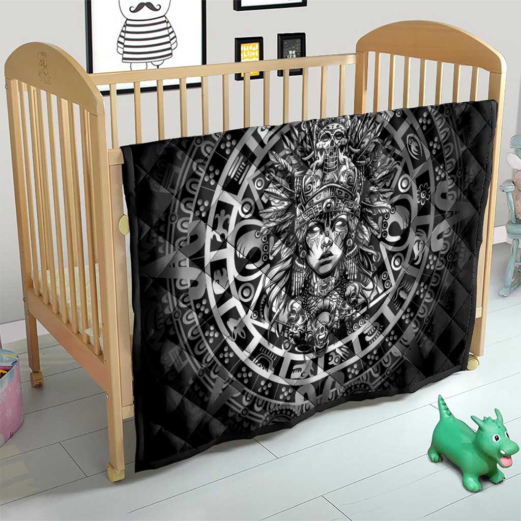 Mexico Aztec Warrior Goddess Quilt Aztec Skull Tribal Calender Silver Spirit - Wonder Print Shop