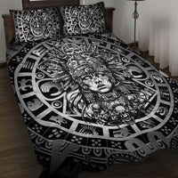 Mexico Aztec Warrior Goddess Quilt Bed Set Aztec Skull Tribal Calender Silver Spirit - Wonder Print Shop