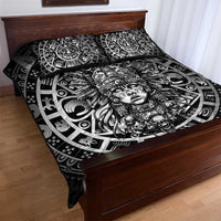 Mexico Aztec Warrior Goddess Quilt Bed Set Aztec Skull Tribal Calender Silver Spirit - Wonder Print Shop