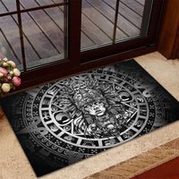 Mexico Aztec Warrior Goddess Rubber Doormat Aztec Skull Tribal Calender Silver Spirit - Wonder Print Shop