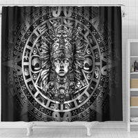 Mexico Aztec Warrior Goddess Shower Curtain Aztec Skull Tribal Calender Silver Spirit - Wonder Print Shop