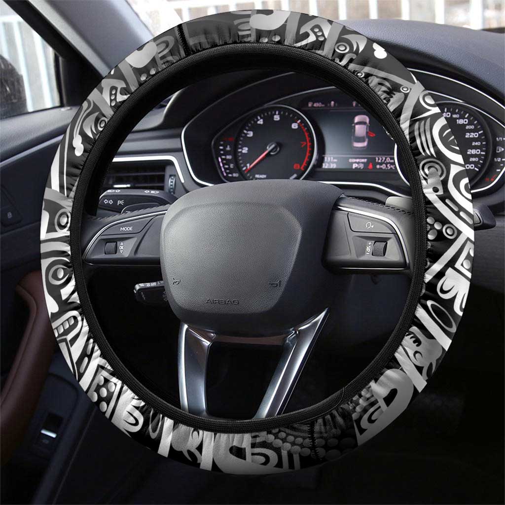 Mexico Aztec Warrior Goddess Steering Wheel Cover Aztec Skull Tribal Calender Silver Spirit - Wonder Print Shop