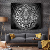 Mexico Aztec Warrior Goddess Tapestry Aztec Skull Tribal Calender Silver Spirit - Wonder Print Shop