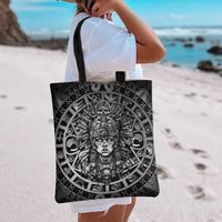 Mexico Aztec Warrior Goddess Tote Bag Aztec Skull Tribal Calender Silver Spirit - Wonder Print Shop