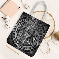Mexico Aztec Warrior Goddess Tote Bag Aztec Skull Tribal Calender Silver Spirit - Wonder Print Shop