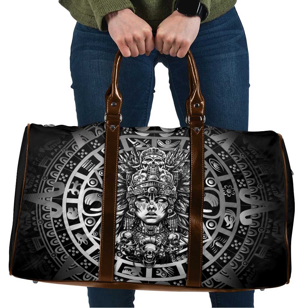 Mexico Aztec Warrior Goddess Travel Bag Aztec Skull Tribal Calender Silver Spirit - Wonder Print Shop