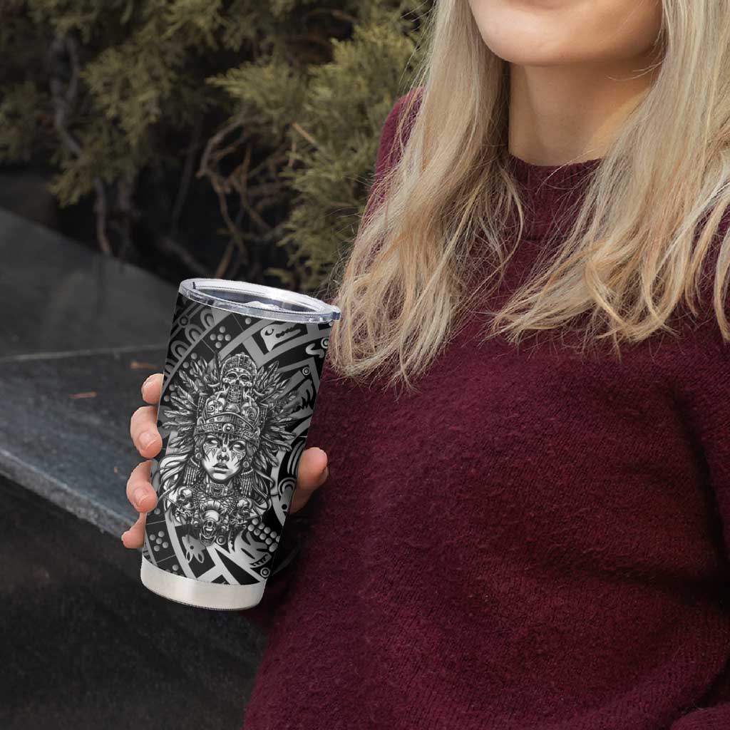 Mexico Aztec Warrior Goddess Tumbler Cup Aztec Skull Tribal Calender Silver Spirit - Wonder Print Shop