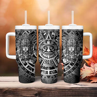 Mexico Aztec Warrior Goddess Tumbler With Handle Aztec Skull Tribal Calender Silver Spirit - Wonder Print Shop