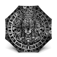 Mexico Aztec Warrior Goddess Umbrella Aztec Skull Tribal Calender Silver Spirit - Wonder Print Shop
