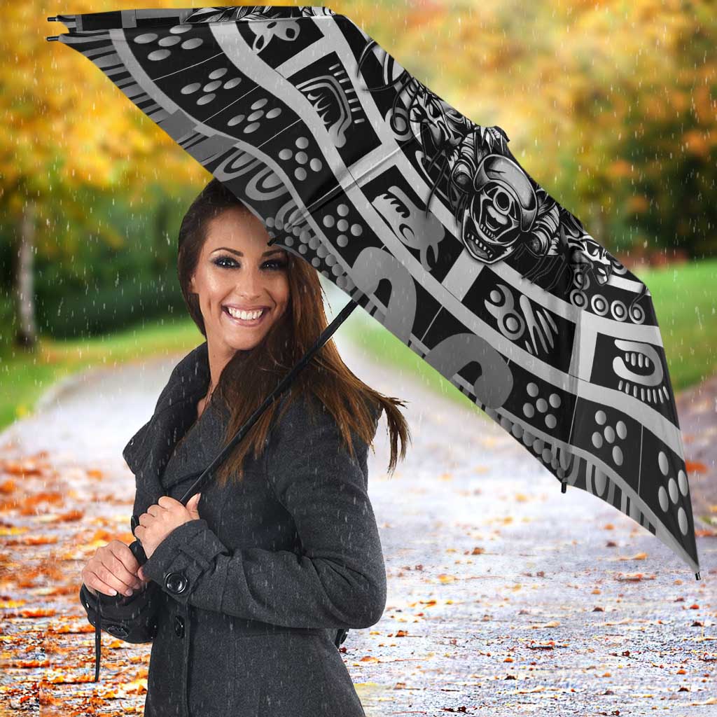 Mexico Aztec Warrior Goddess Umbrella Aztec Skull Tribal Calender Silver Spirit - Wonder Print Shop