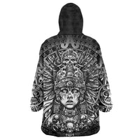 Mexico Aztec Warrior Goddess Wearable Blanket Hoodie Aztec Skull Tribal Calender Silver Spirit - Wonder Print Shop