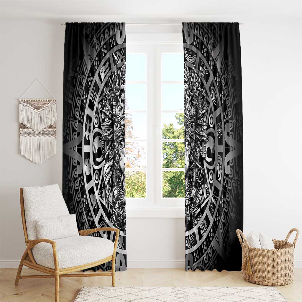 Mexico Aztec Warrior Goddess Window Curtain Aztec Skull Tribal Calender Silver Spirit - Wonder Print Shop
