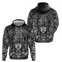 Mexico Aztec Warrior Goddess Zip Hoodie Aztec Skull Tribal Calender Silver Spirit - Wonder Print Shop