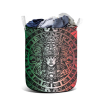 Mexico Aztec Warrior Goddess Laundry Basket Aztec Skull Tribal Calender Tricolor Spirit - Wonder Print Shop