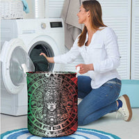 Mexico Aztec Warrior Goddess Laundry Basket Aztec Skull Tribal Calender Tricolor Spirit - Wonder Print Shop