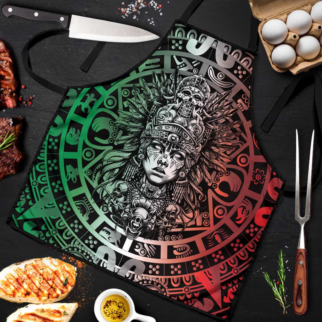 Mexico Aztec Warrior Goddess Apron Aztec Skull Tribal Calender Tricolor Spirit - Wonder Print Shop