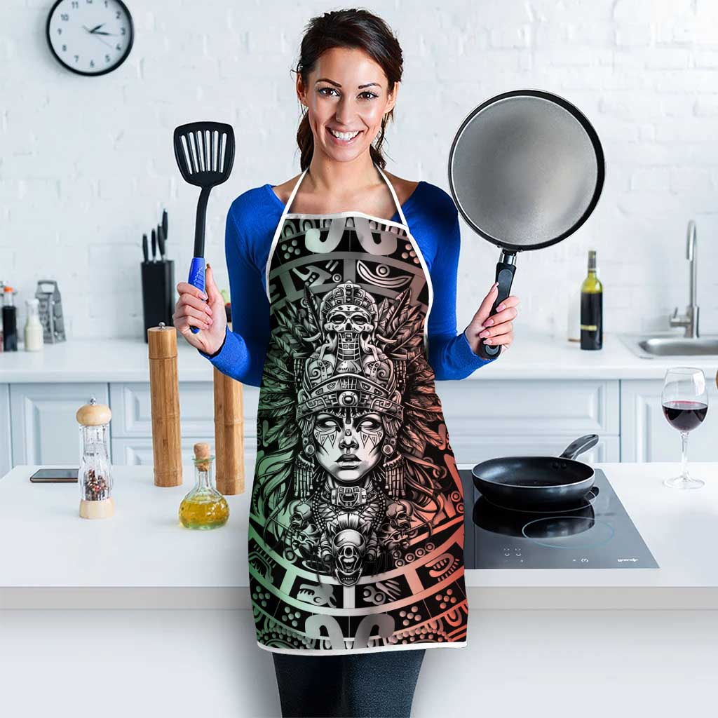Mexico Aztec Warrior Goddess Apron Aztec Skull Tribal Calender Tricolor Spirit - Wonder Print Shop
