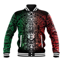 Mexico Aztec Warrior Goddess Baseball Jacket Aztec Skull Tribal Calender Tricolor Spirit - Wonder Print Shop