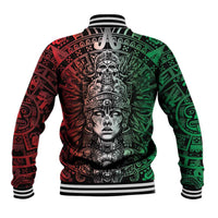 Mexico Aztec Warrior Goddess Baseball Jacket Aztec Skull Tribal Calender Tricolor Spirit - Wonder Print Shop