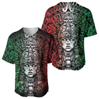 Mexico Aztec Warrior Goddess Baseball Jersey Aztec Skull Tribal Calender Tricolor Spirit - Wonder Print Shop
