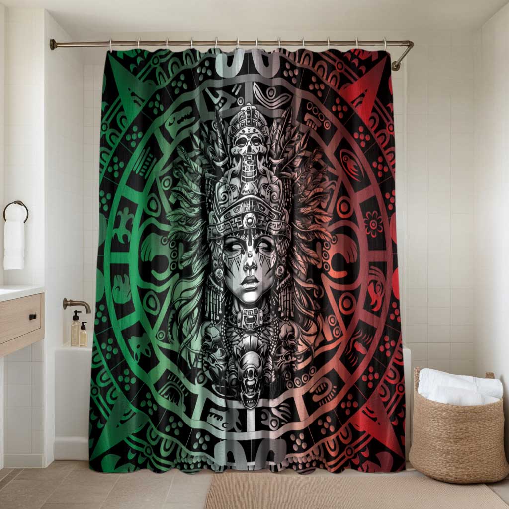 Mexico Aztec Warrior Goddess Bathroom Set Aztec Skull Tribal Calender Tricolor Spirit - Wonder Print Shop