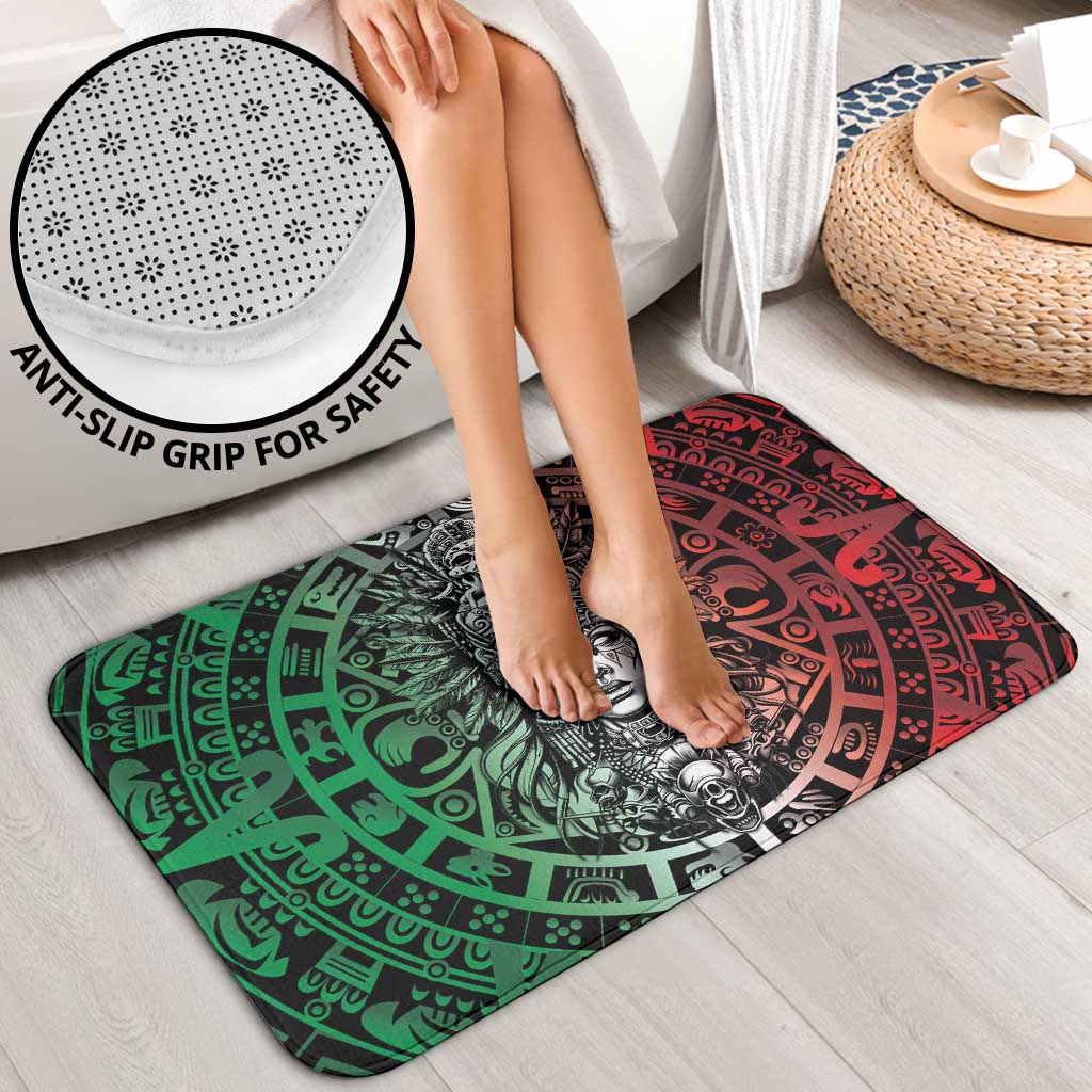 Mexico Aztec Warrior Goddess Bathroom Set Aztec Skull Tribal Calender Tricolor Spirit - Wonder Print Shop
