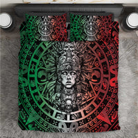 Mexico Aztec Warrior Goddess Bedding Set Aztec Skull Tribal Calender Tricolor Spirit - Wonder Print Shop