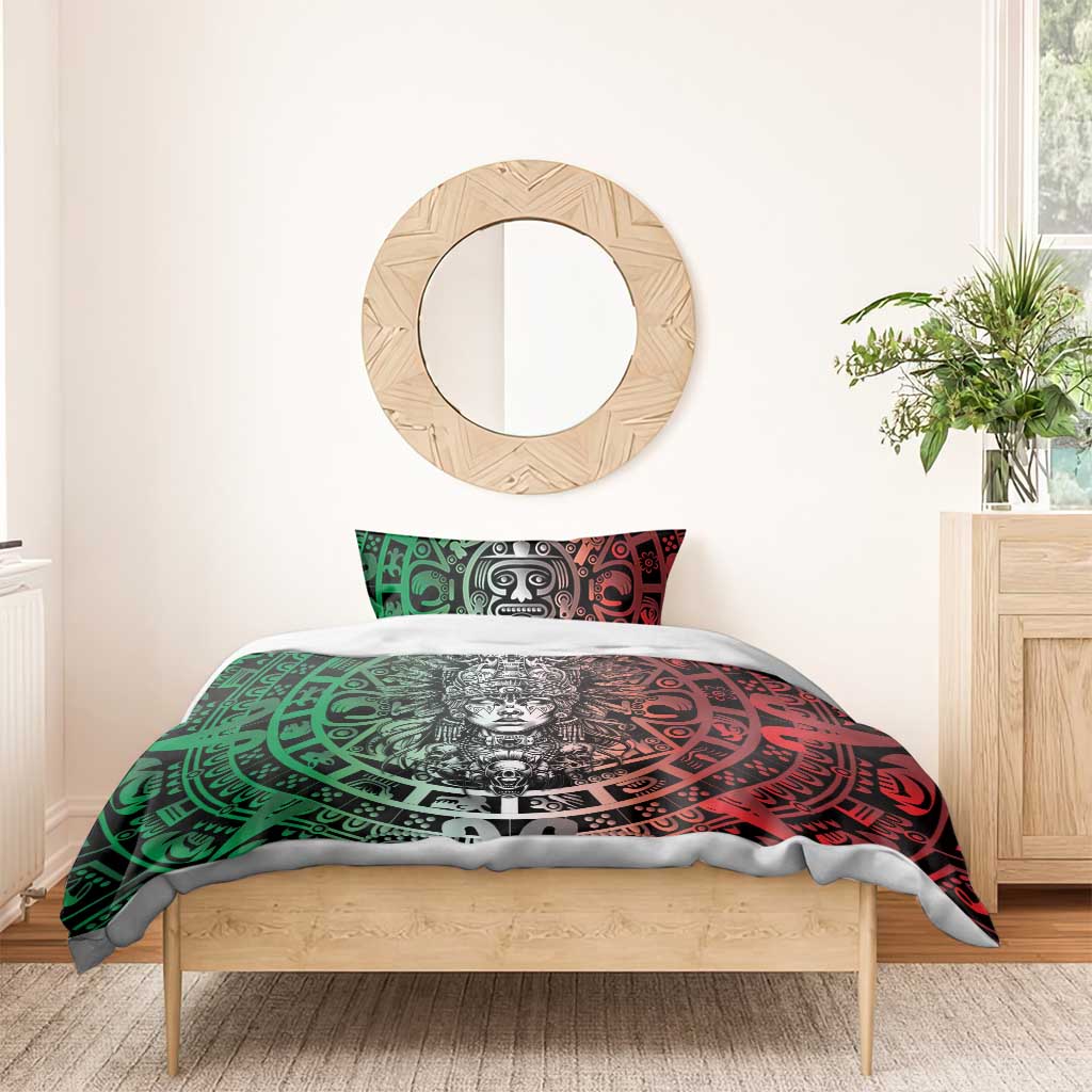 Mexico Aztec Warrior Goddess Bedding Set Aztec Skull Tribal Calender Tricolor Spirit - Wonder Print Shop