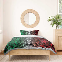 Mexico Aztec Warrior Goddess Bedding Set Aztec Skull Tribal Calender Tricolor Spirit - Wonder Print Shop