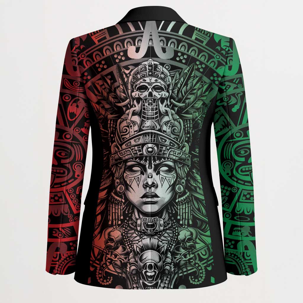 Mexico Aztec Warrior Goddess Blazer Aztec Skull Tribal Calender Tricolor Spirit - Wonder Print Shop