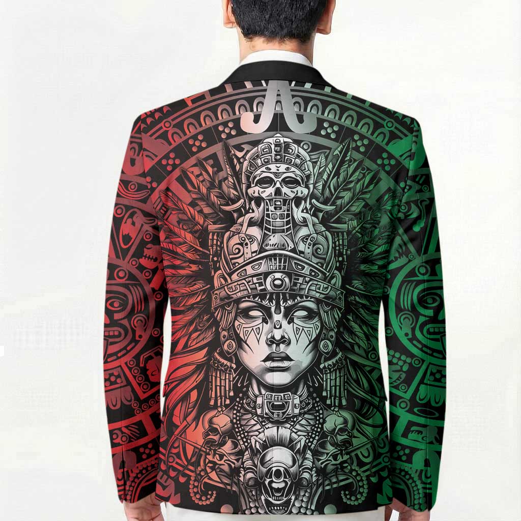 Mexico Aztec Warrior Goddess Blazer Aztec Skull Tribal Calender Tricolor Spirit - Wonder Print Shop