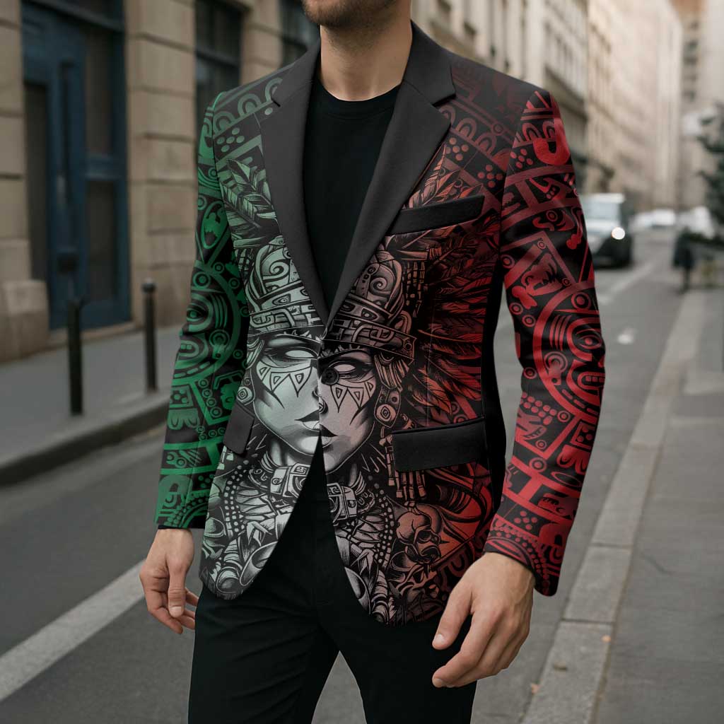 Mexico Aztec Warrior Goddess Blazer Aztec Skull Tribal Calender Tricolor Spirit - Wonder Print Shop